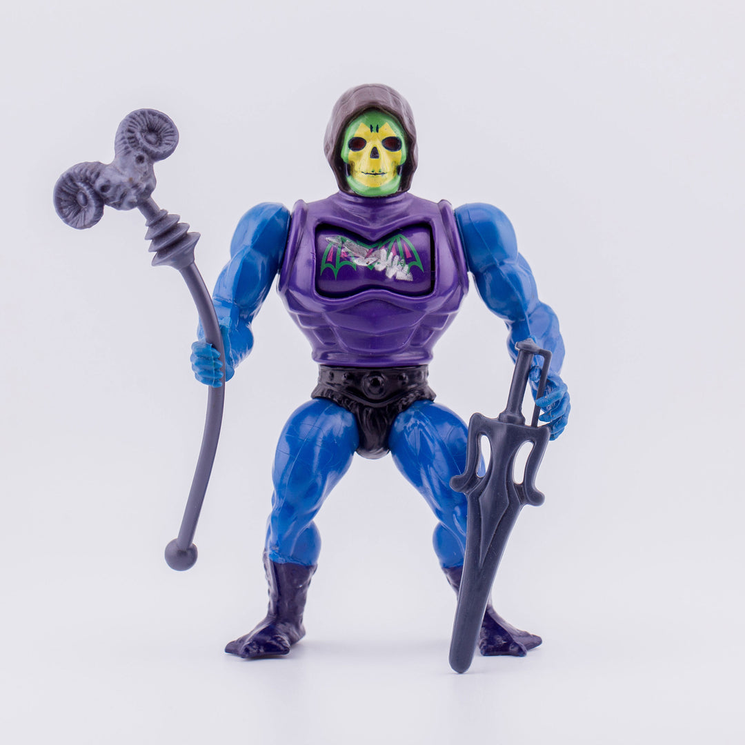 Leo India Battle Armor Skeletor (Mid-dark blue, black hood) - Front View